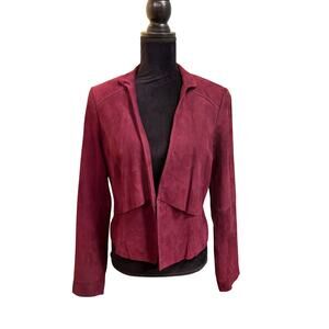 NWT WHBM Suede Notched Collar Jacket Cabernet Red Women's size M